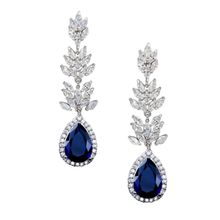 Load image into Gallery viewer, sapphire-blue-halo-chandelier-earrings-
