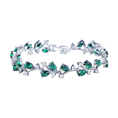 Dancing green & crystal bracelet