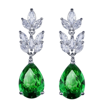 Starlet crystal drop earrings in green