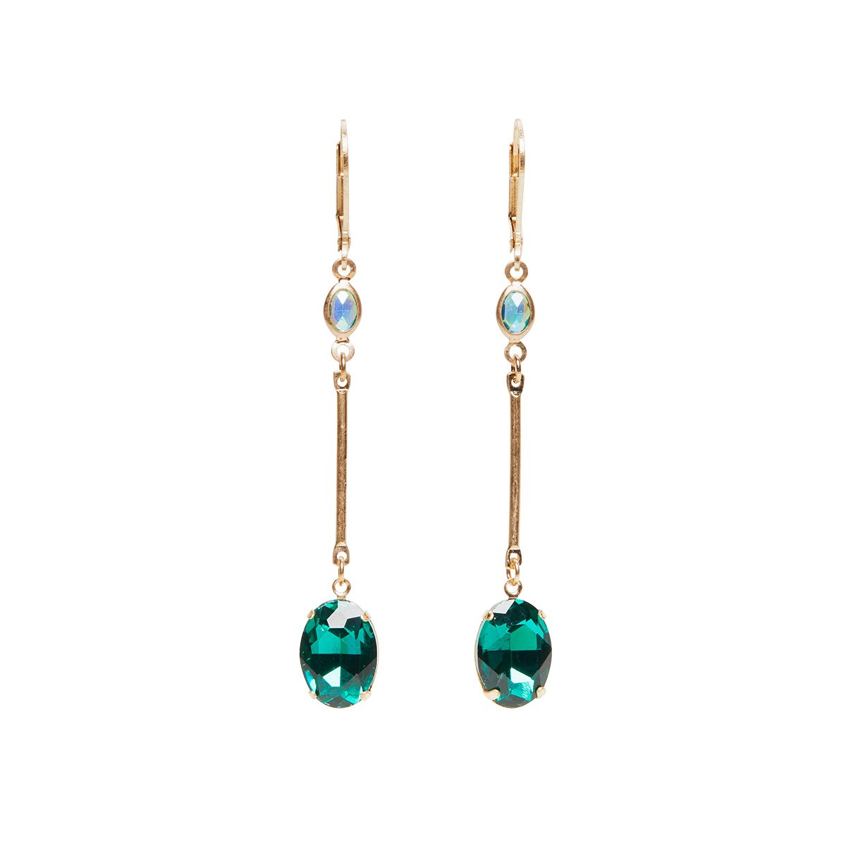 Crystal drop earrings in green