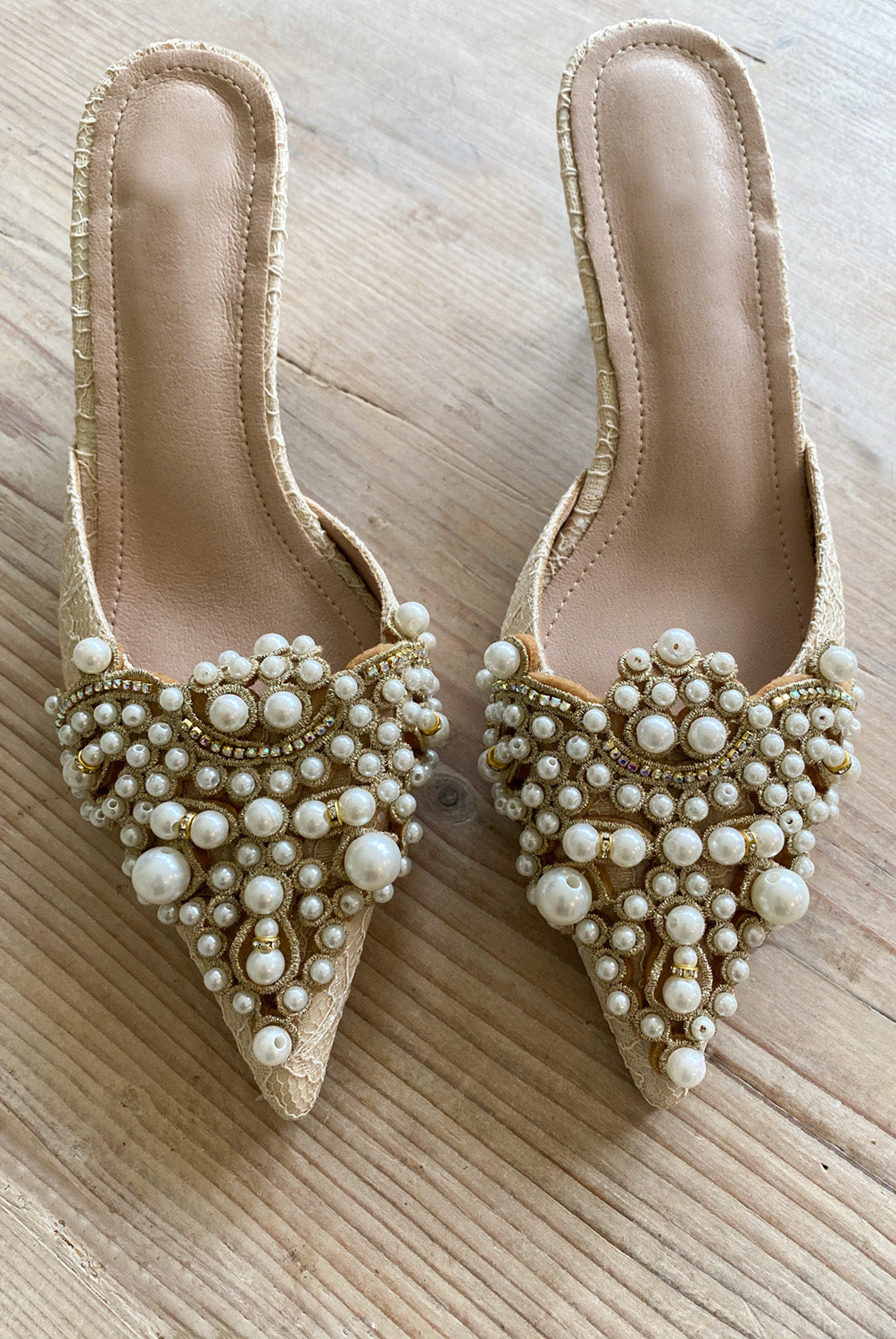Pearl mules on sale
