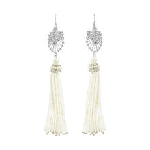 Load image into Gallery viewer, Deco pearl tassel earrings
