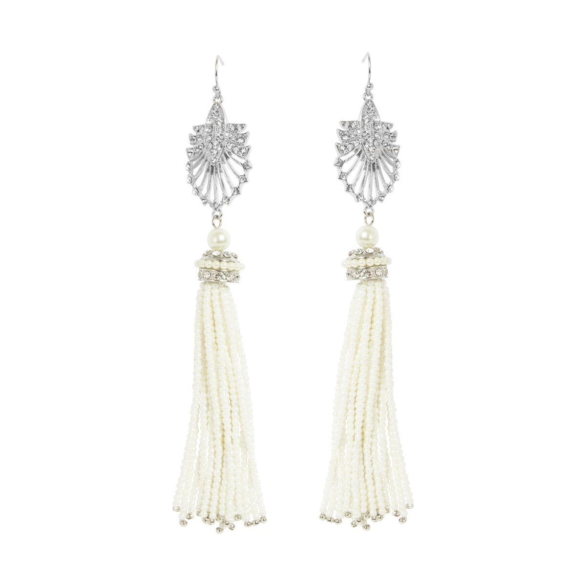 Deco pearl tassel earrings